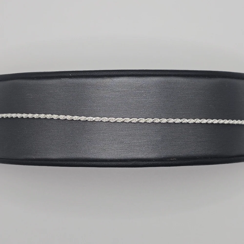 Sterling Silver 925 High Polished Rope Bracelet 2mm 8 inches
